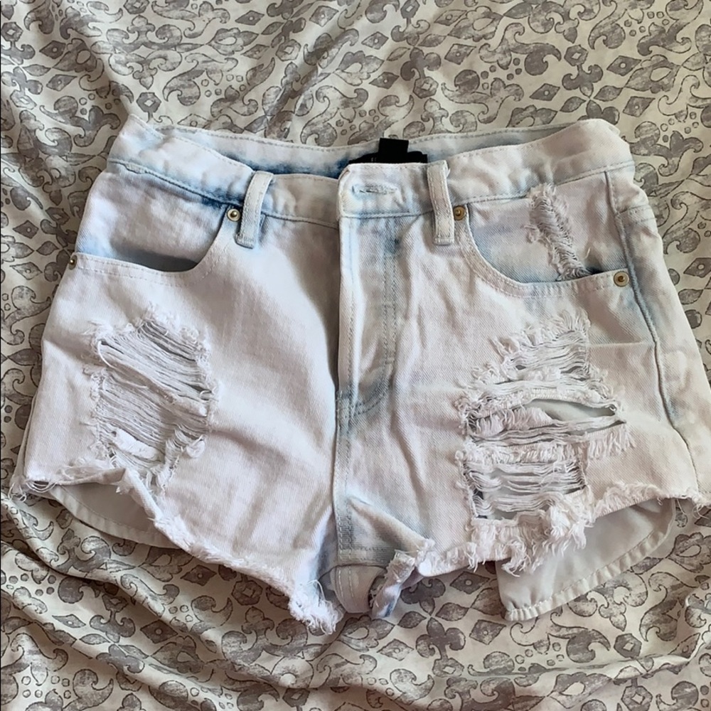 High waisted jean shorts